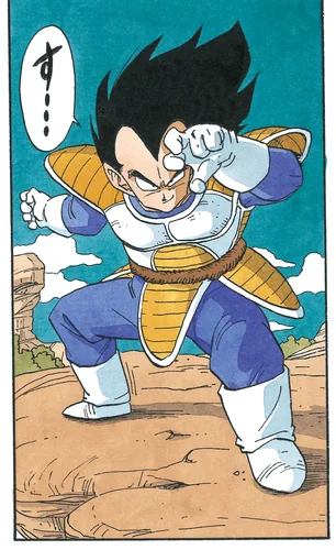 Official color character art of Vegeta in Saiyan armor