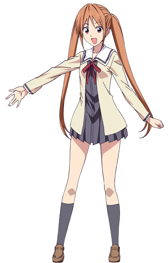 Official anime character art of Yoshiko Hanabatake grinning in her school uniform